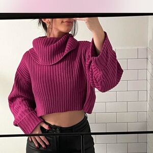 Women's Pink Cropped Sweater